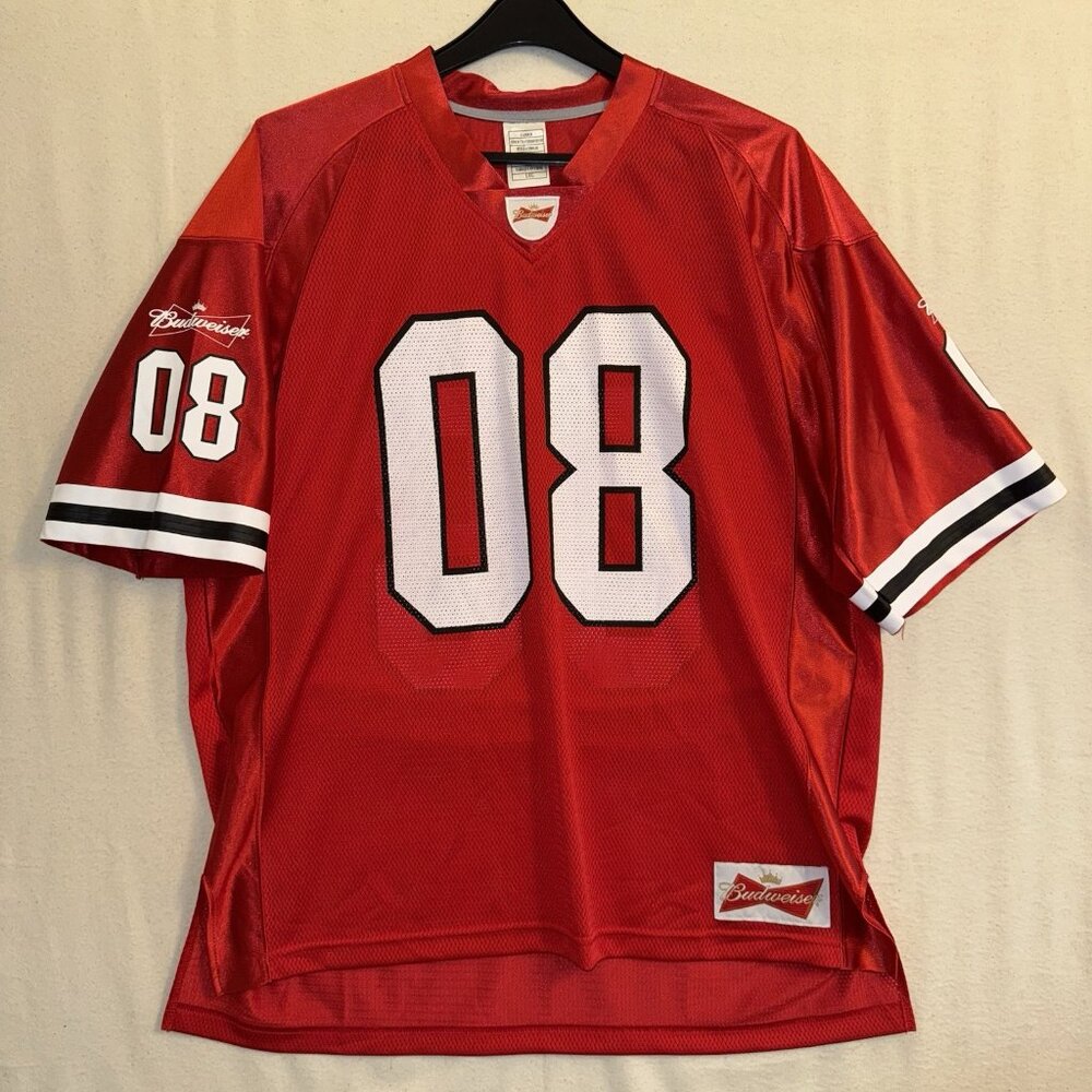 Budweiser Football Jersey 8th Man 08 Red White Stitched Large NFL